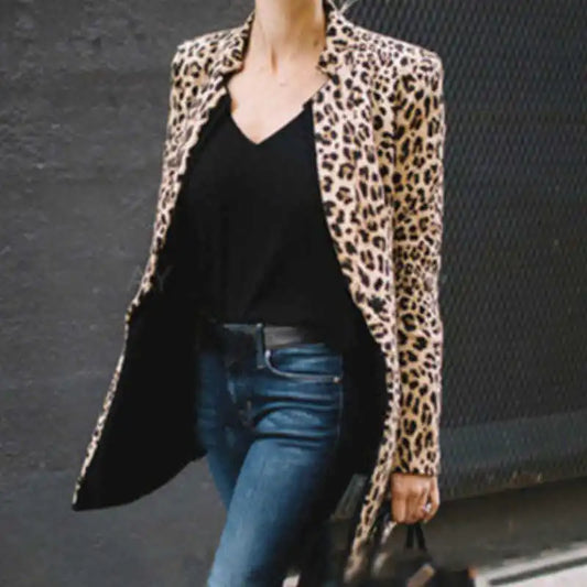 New Leopard Blazer Women Long Sleeve