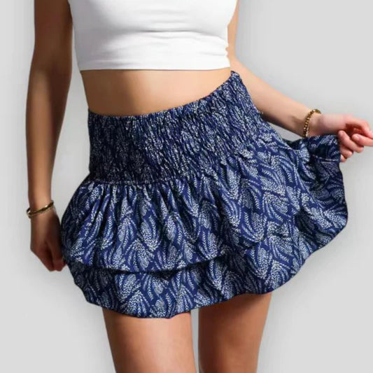 Floral Pleated Short Skirt